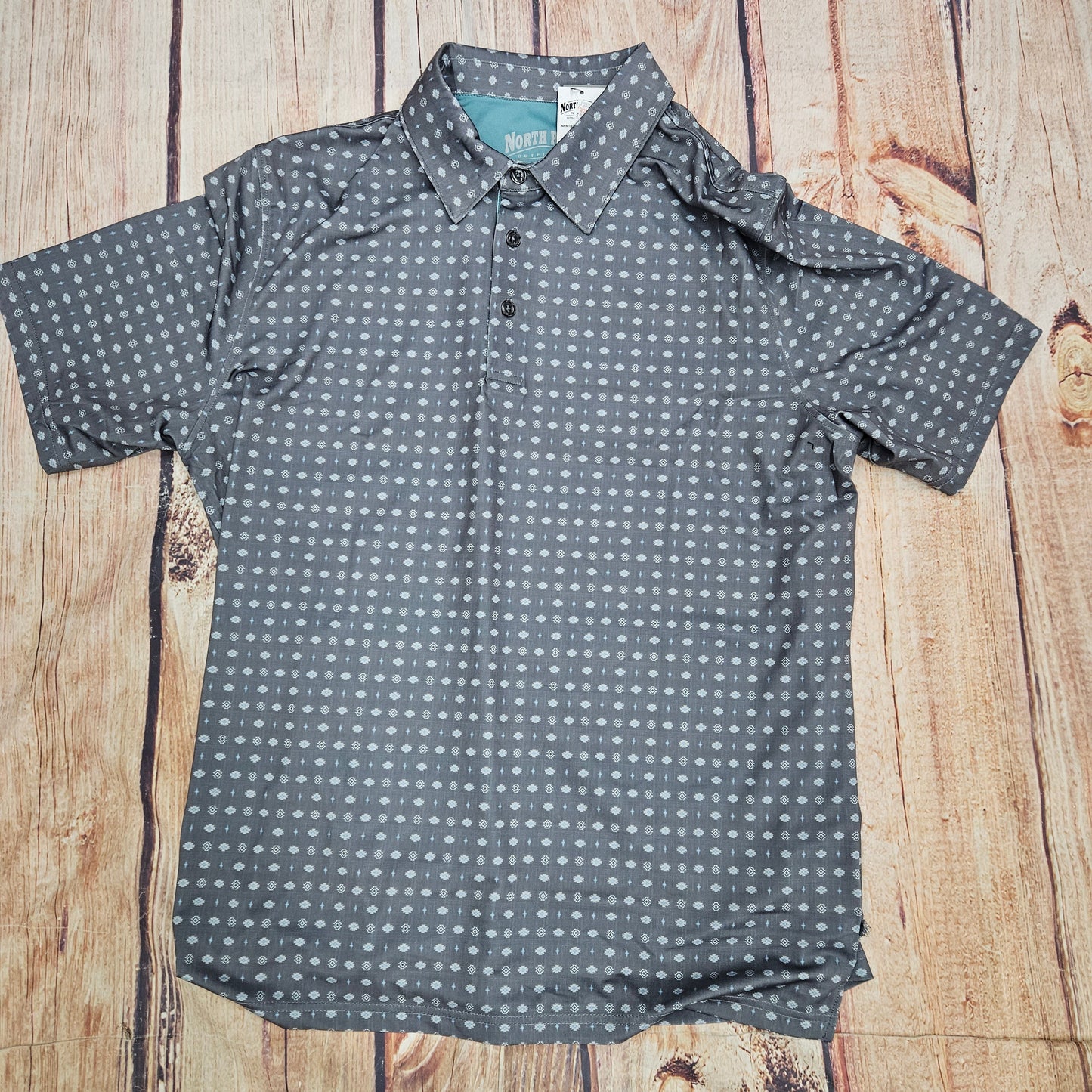 NORTH RIVER S/S GRAY AZTEC POLO MEN NRM1229