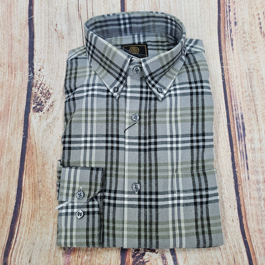 FX FUSION FLANNEL PLAID-OLIVE/GREY-2172