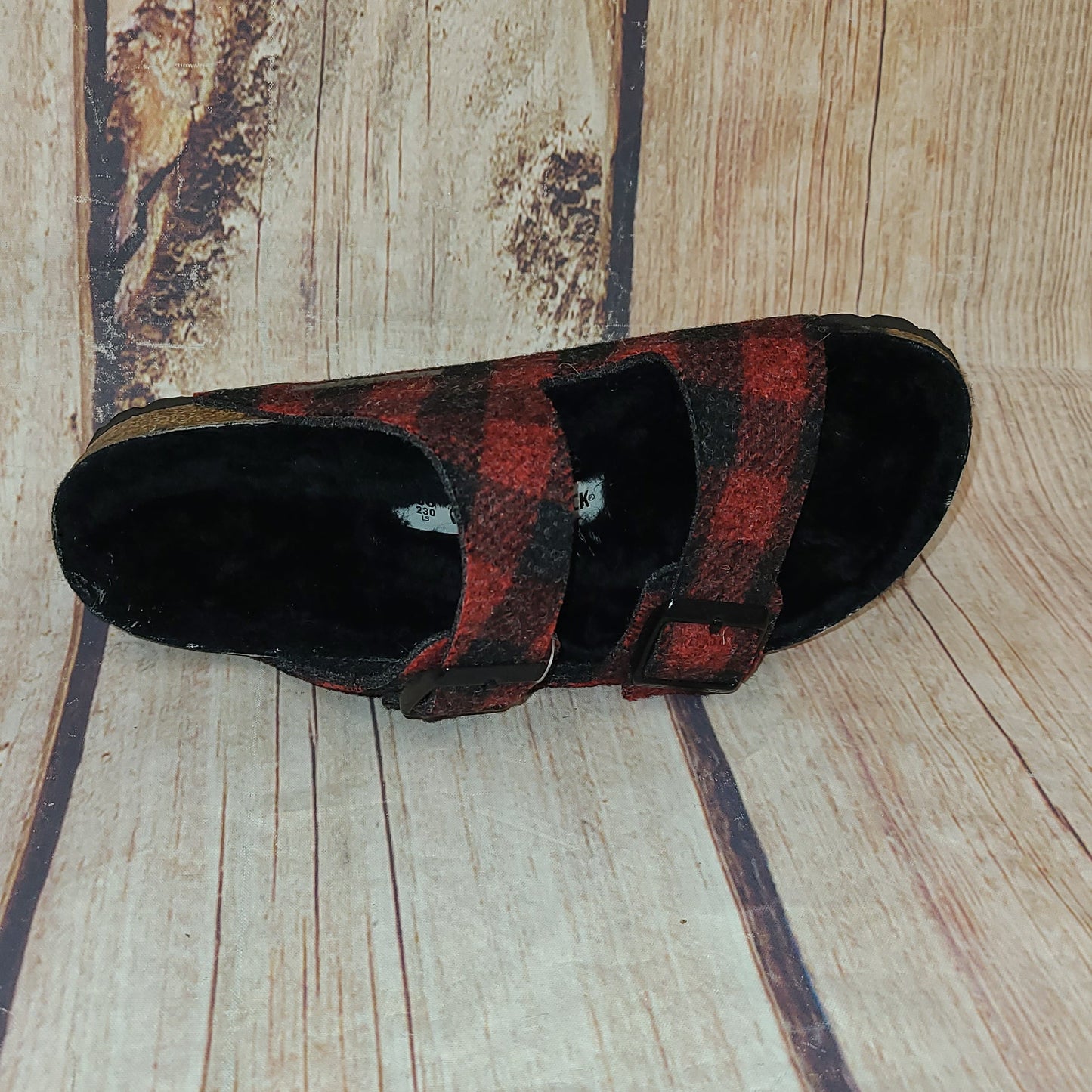 CLEARANCE Birkenstock 1018112 Arizona Rivet Plaid RED/BLACK Wool Women's #6