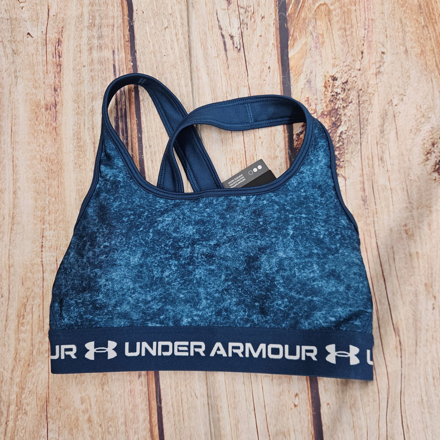 UNDER ARMOUR CROSSBACK  BRA MID PRINT -BLU 1361042