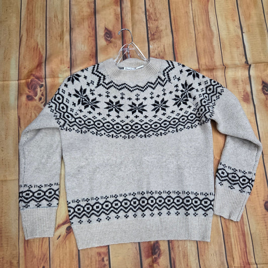 PAPILLON FAIRISLE KNIT INTARSIA BEIGE SWEATER ST21250