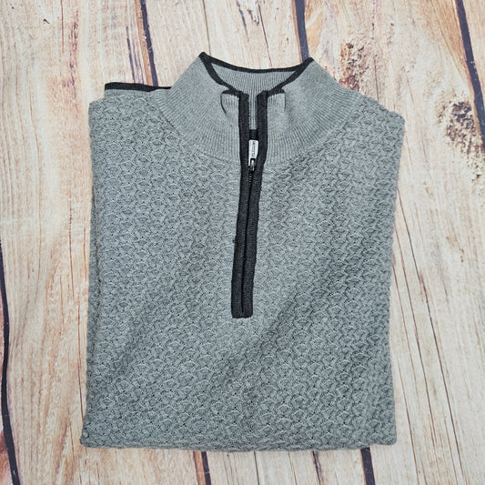 F/X FUSION 1/4 ZIP TEXTURED MOCK SILVER HEATHER SWEATER 10073