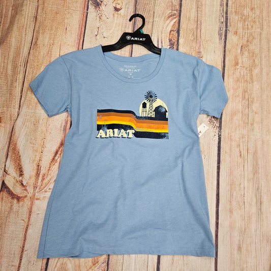 ARIAT WMNS ARIAT ACRES SS TSHRT LHT BLUE HTHR 10051442