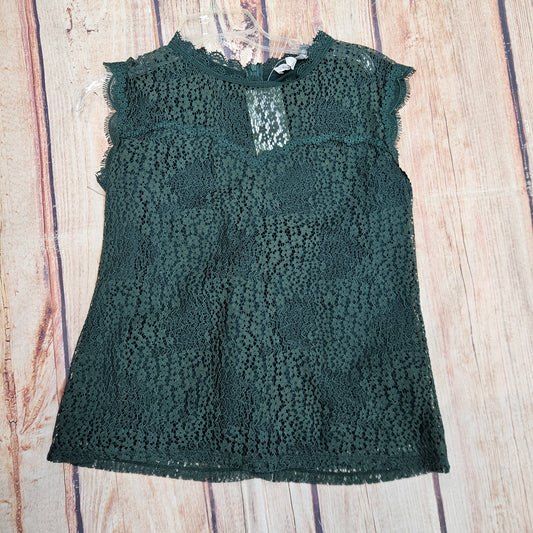 CLEARANCE KEREN HART HUNTER GREEN LACE BLOUSE