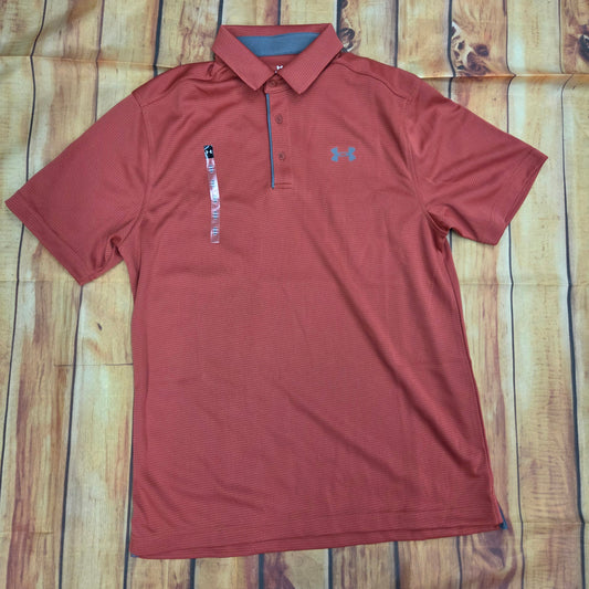 UA MENS TECH BRICK RED POLO 1290140-636