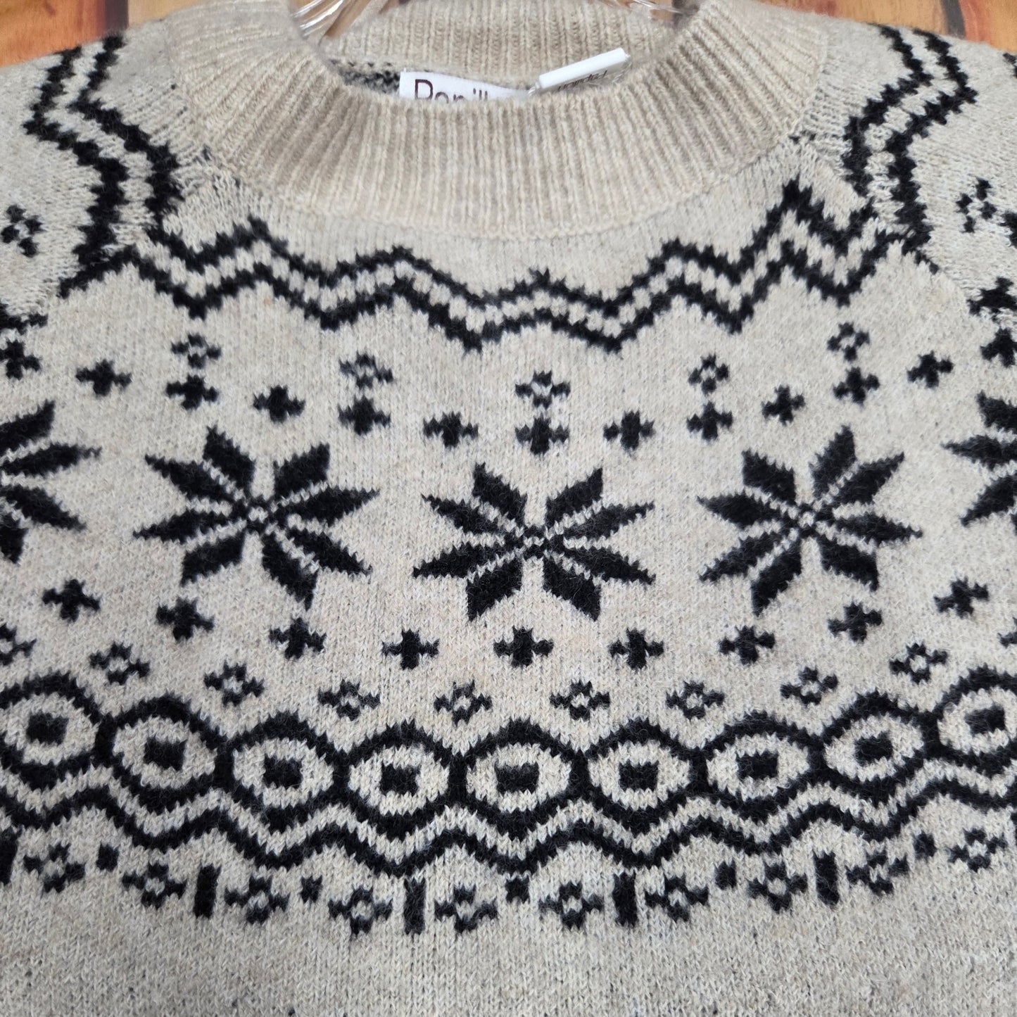 PAPILLON FAIRISLE KNIT INTARSIA BEIGE SWEATER ST21250