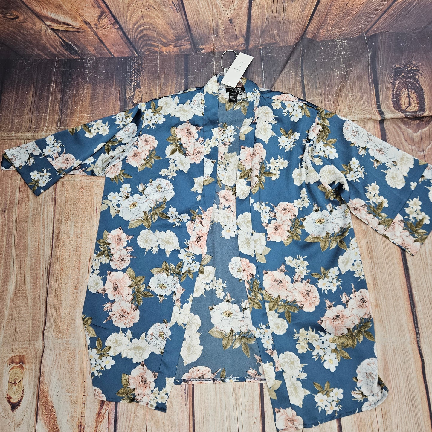 PAPILLON BLUE SATIN FLORAL COVERUP