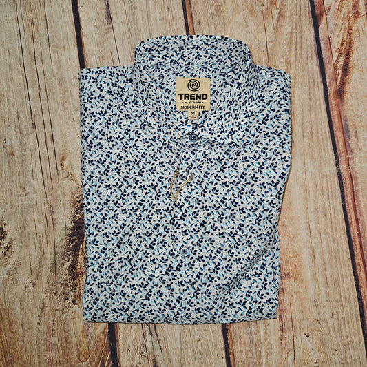 CLEARANCE TREND WHITE/BLUE FLORAL PRINT