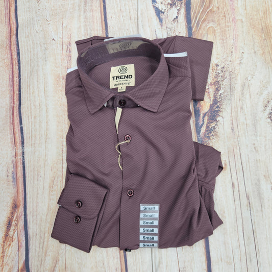FX FUSION TREND BURGUNDY TEXTURED STRETCH SHIRT T1400