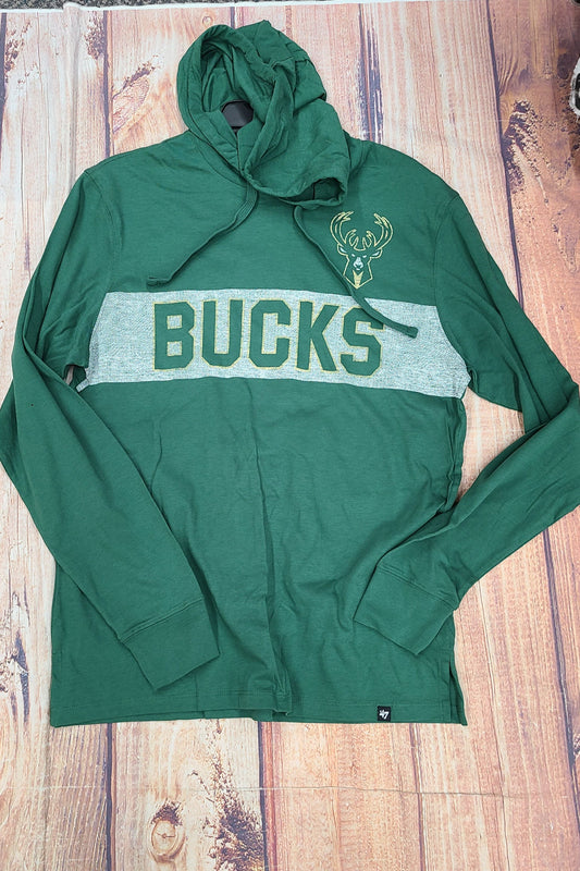 47 BRANDS MILWAUKEE BUCKS ELM GREEN HOODED L/S 568316