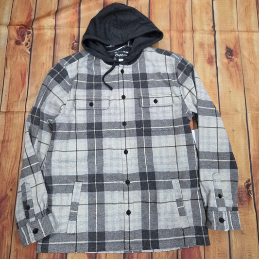 FLAG & ANTHEM ASHFORD HERO KNIT FLANNEL HOODED SHIRT JACKET FA260W3946