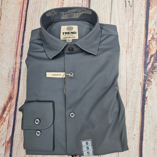 FX FUSION TREND GRAY TEXTURED STRETCH SHIRT T1400