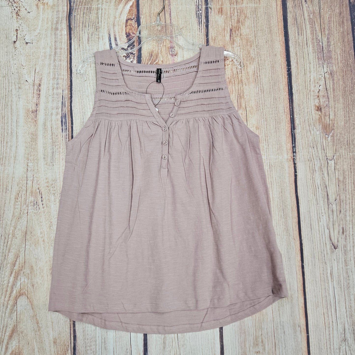 NORTH RIVER SLEEVLESS JERSEY HENLEY TANK MAUVE NRL1369