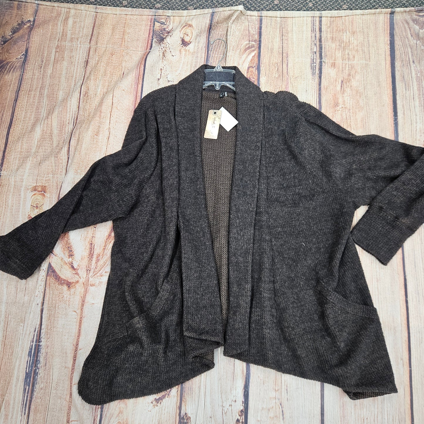 NORTH RIVER WOMEN'S WAFFLE SWEATER KNIT CARDIGAN