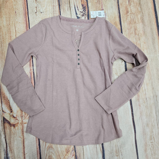 NORTH RIVER WMNS WAFFLE LS V-NECK  MAUVE NRL2556