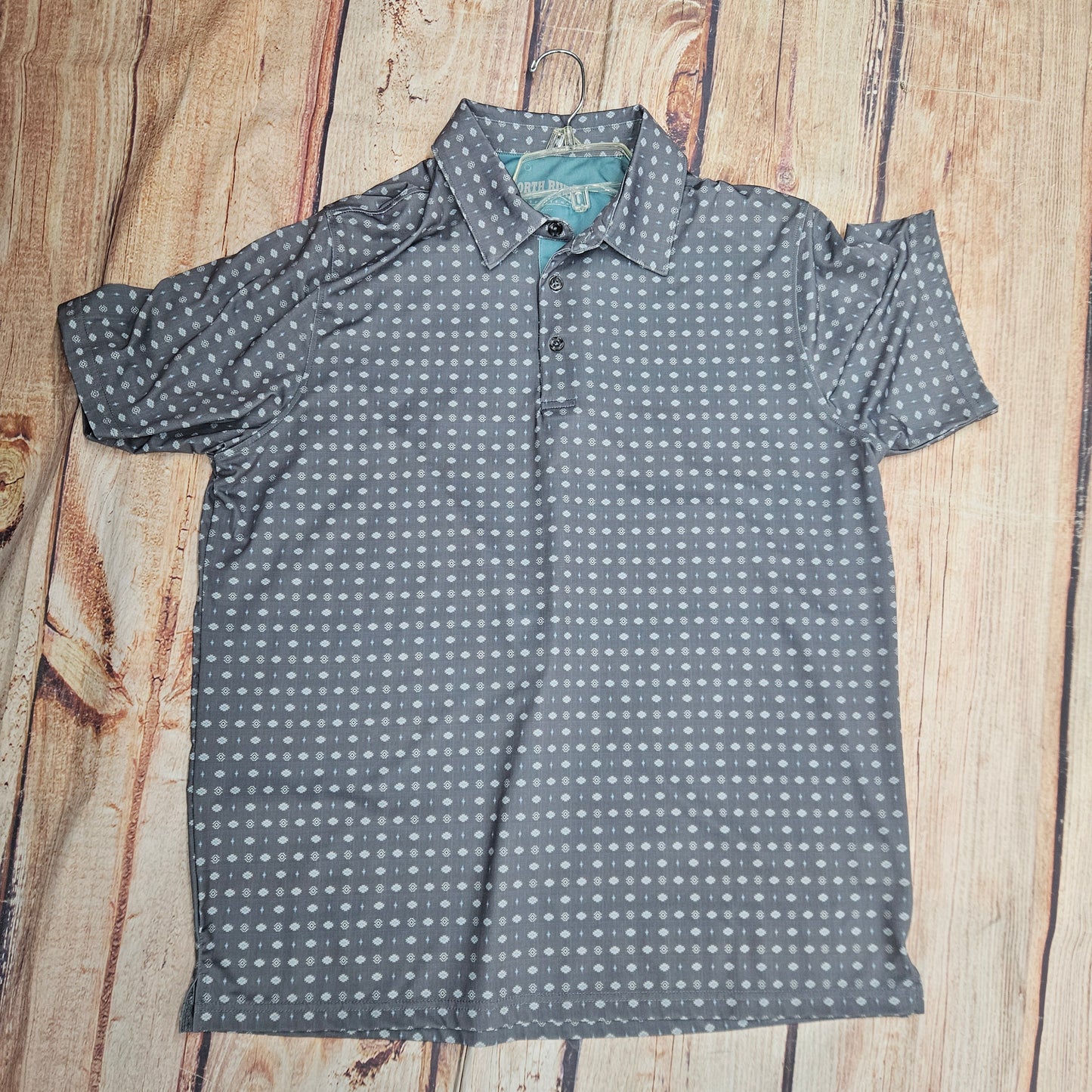 NORTH RIVER S/S GRAY AZTEC POLO MEN NRM1229