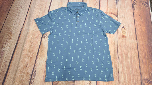 NORTH RIVER PRINTED PIQUE POLO BLUE HAWAIIAN NRM1238
