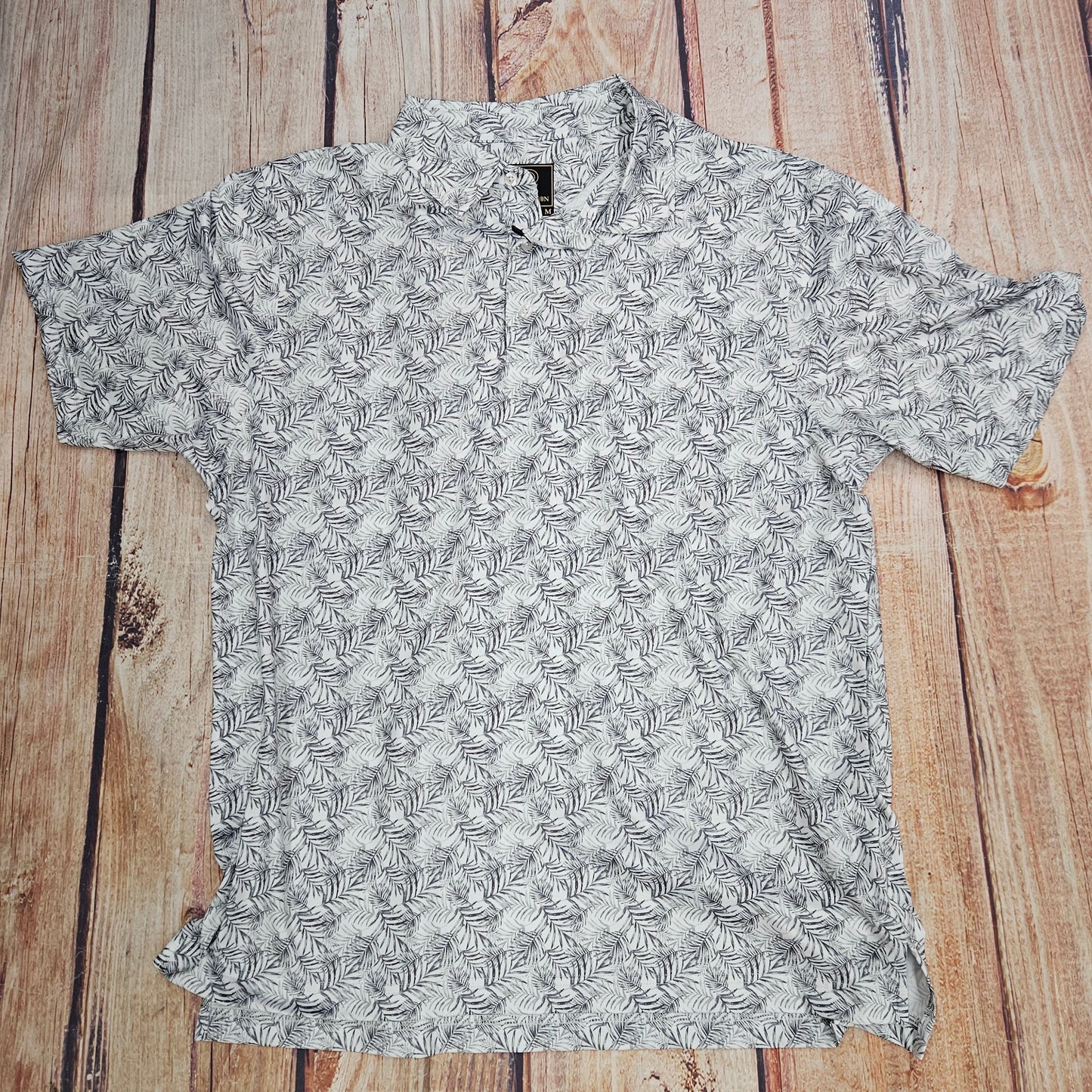 FX FUSION PALM LEAVES PRINT SILVER POLO