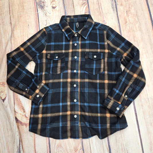 NORTH RIVER WOODLAND BUTTON FRONT KNIT LS BLACK NRL2626