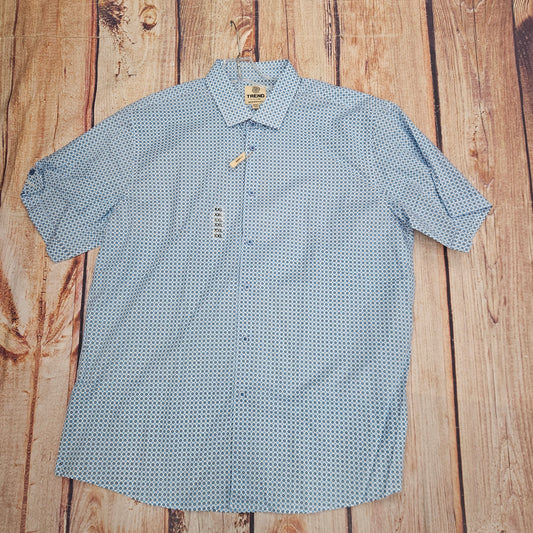 CLEARANCE FX FUSHION TREND SS DIAMOND GEO PRINT BLUE/WHITE T1117