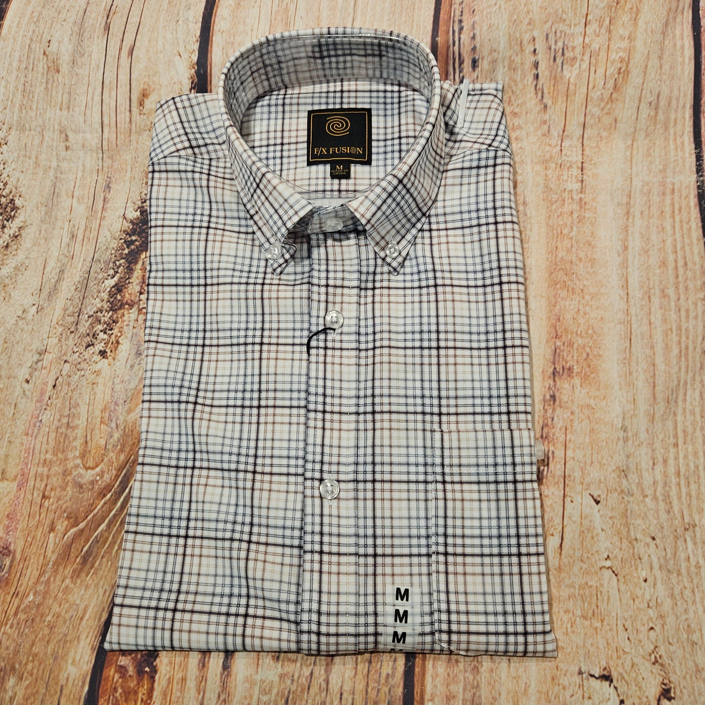 F/X FUSION S/S STRETCH SHIRT GRADIATING PLAID SMOKE BD FW2084