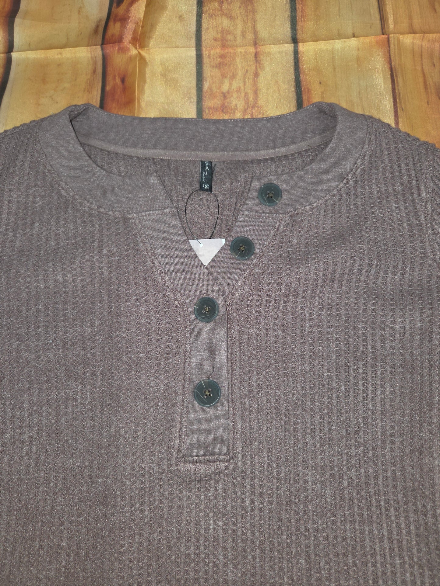 NORTH RIVER WOMENS MISSIES SEREN HENLEY KNIT NBRL2666 PEPPERCORN