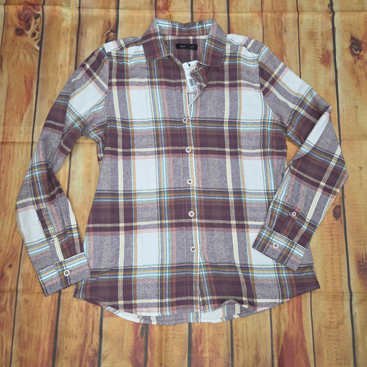 NORTH RIVER WOMENS TIMBERLINE FLANNEL WOVEN SHIRT NRL6397 DEEP TAUPE