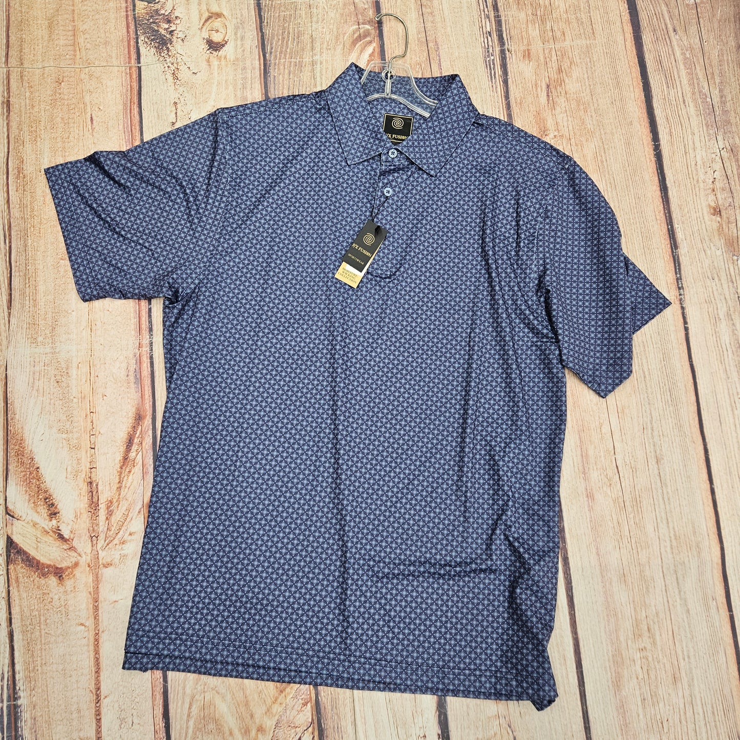 FX FUSION FOULARD DIAMOND PRINT POLO BLUE/BLK 11078