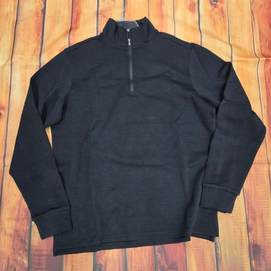 NORTH RIVER MENS 1/4 ZIP SUEDE KNIT BLACK NRM2255