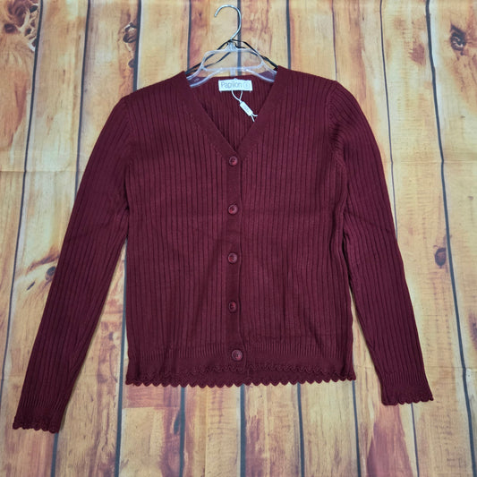 PAPILLON RIBBED CROP CARDIGAN BURGUNDY ST21285
