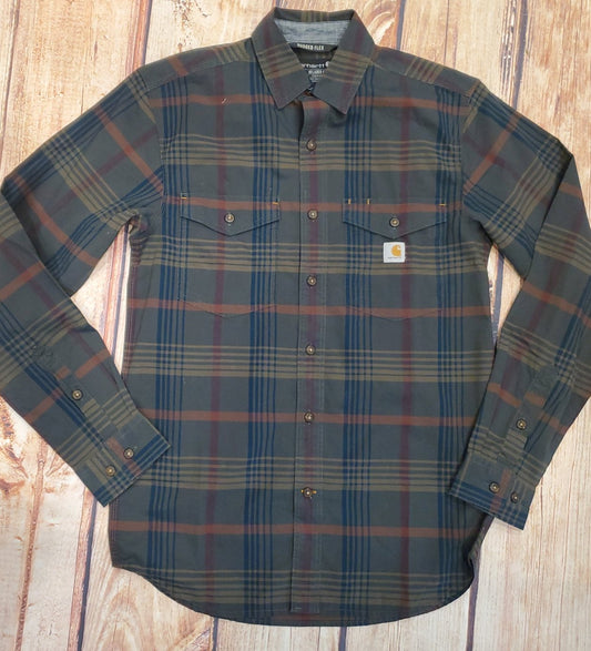 CARHARTT RUGGED FLEX RELAXED FIT LIGHTWEIGHT LONG-SLEEVE PLAID SHIRT 105437