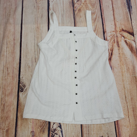 North River White lace square neck thin strap tank button up